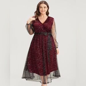 BloomChic Burgundy and Black Sparkle Dress